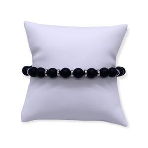 NWT Wool + Pepper Co. Mens Matte Black & Sterling Silver Bracelet